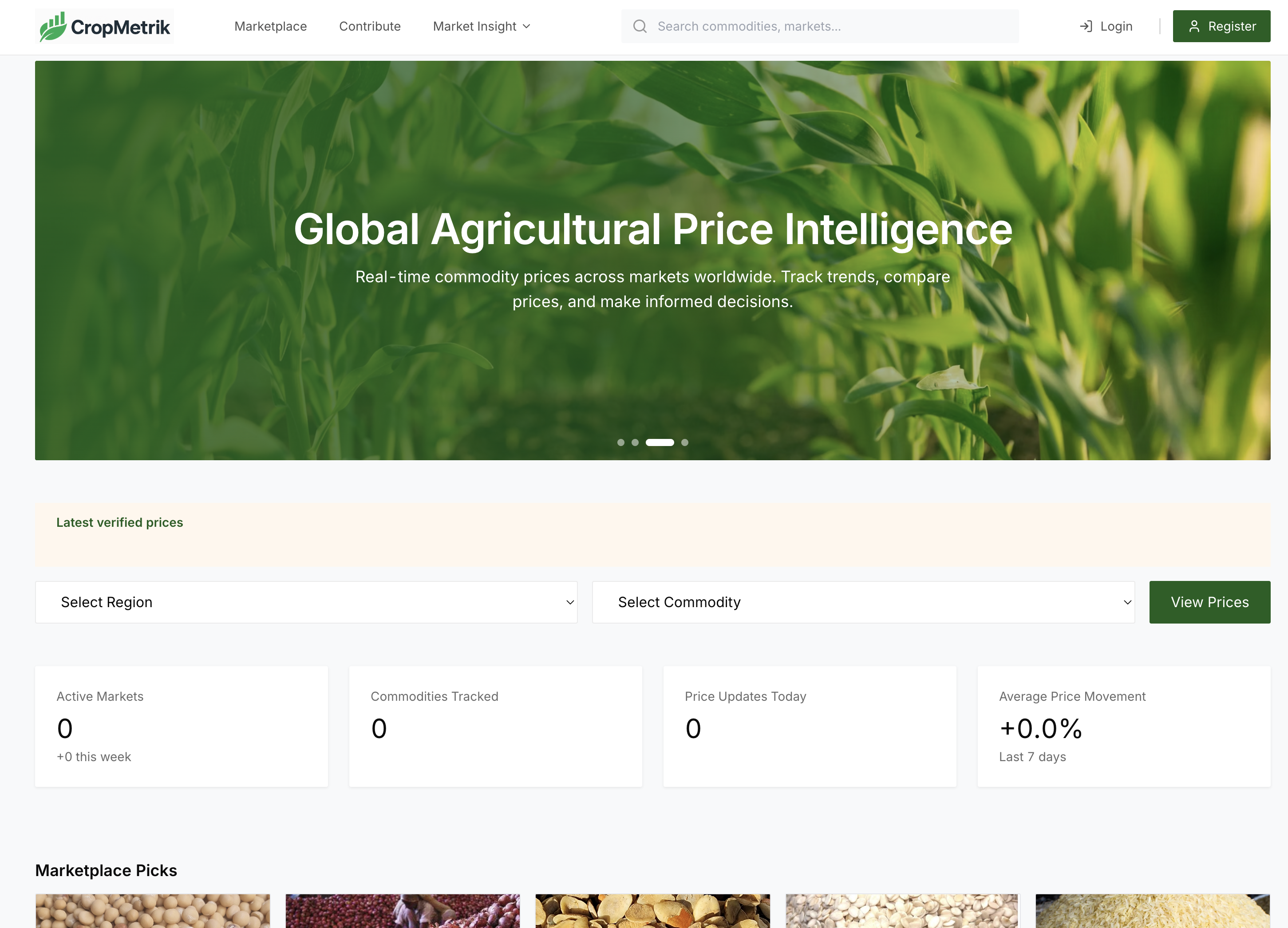 CropMetrik , Agricultural marketplace